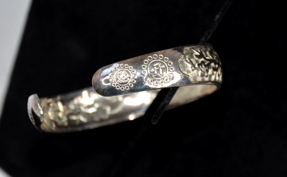 Pulsera Pájaro Flor Cerezo Plateado Flor Brazalete Cuervo Urraca De Colección Cuervo Foto 4 de 4