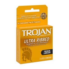 Trojan Stimulations Ultra Ribbed Lubricated Latex Condoms-3 ct Pack of 3 