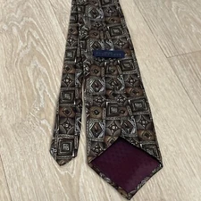 Mark Alexander Pure Silk Tie Mens Brown Geometric Made Canada