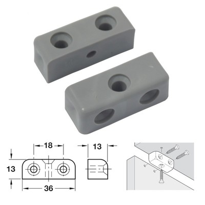 GREY MODESTY BLOCKS Furniture Connector Joint Fix-It Block Cabinet ...