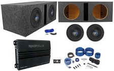 2 Rockville K5 W10K5S2 10" 1200w Subwoofers Vented Sub Box Mono Amplifier Wires