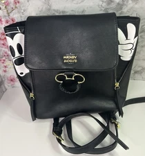 Authentic Disney Bioworld Mickey Mouse Black Backpack Purse 10”x10” Gently Used