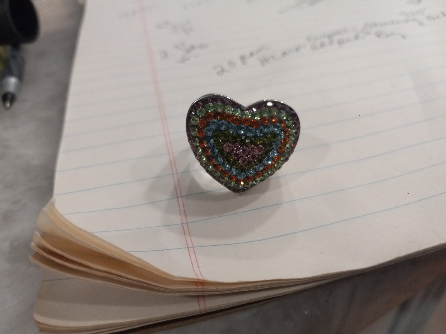HEART RING STERLING SILVER MULTI COLORED CRYSTAL … - image 7