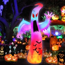 12FT Halloween Inflatables Giant Ghost with Wings Outdoor Decorations Colorfu...