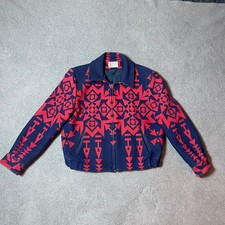 Pendleton Vintage Western Virgin Wool Blanket Coat Jacket Navajo Aztec Medium