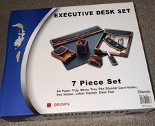 Executive Desk Set-Leather Desk Organizer-Desk/7 PCS