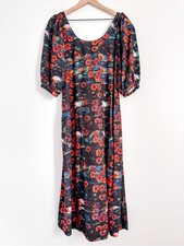 Rachel Comey Black Floral Puff Sleeve Midi Dress Rayon Size 0
