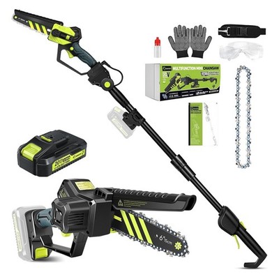 Saker Akku Hochentaster und Mini Kettensäge, 2-in-1 Hochentaster 6 Zoll Kettensäge