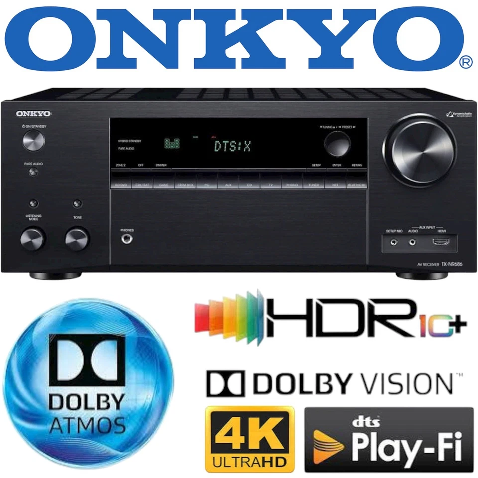ONKYO TX-NR686 Network 7.2 Receiver THX Dolby ATMOS DTS:X WiFi Chromecast eARC - Bild 2 von 4