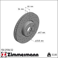 1X Zimmermann 150.2936.52 Bremsscheibe FüR BMW Toyota 5 X3 7 6 X4 3 Z4 X7 8 SUP