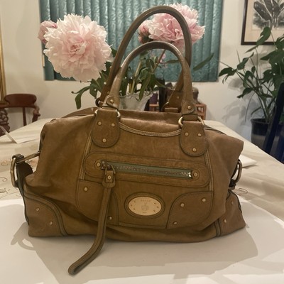 Bally Women's Vintage Y2K Leather Bag with Double Handles and Zipper Details