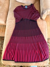 Gaby & Skye Red and Navy Blue Striped Sweater Dress--Large