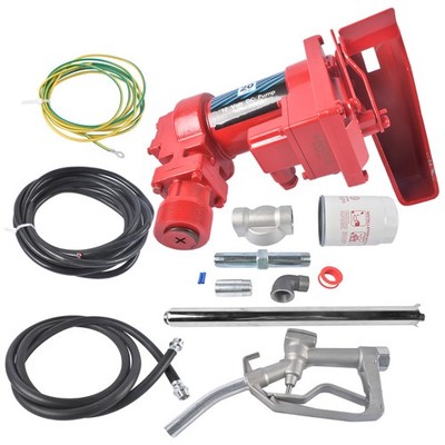 12V Fuel Transfer Pump Set w/ Manual Nozzle 20GPM High Flow Diesel Transfer Pump