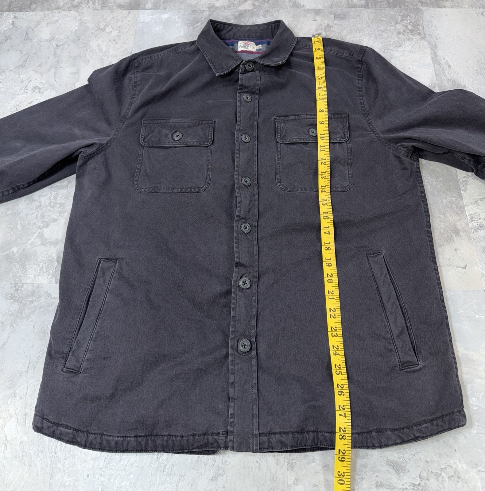 Faherty Jac-Shirt Jacket Blanket Lined CPO Canvas Cotton Button Up Shacket Men L