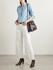 Nili Lotan Marlene Jeans 26 410 Wide Leg Net Cropped Cream Pant 100 cotton