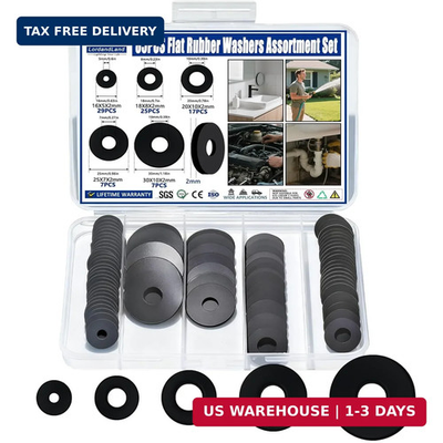 #ad 85Pcs Flat Rubber Washers Assortment Kit16 18 20 25 30mm Black WasherVibration $9.98
