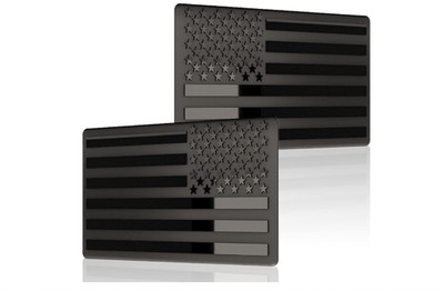 2PCS 3''x5'' American Flag Metal Emblems Black 3D Car Truck Decals