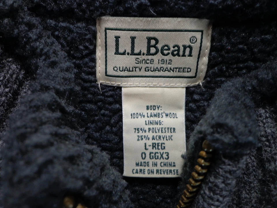Chaleco Suéter de Lana LL Bean Para Hombres Grande Gris Cremallera Completa Forrado Sherpa Bolsillos Cálidos Foto 3 de 4