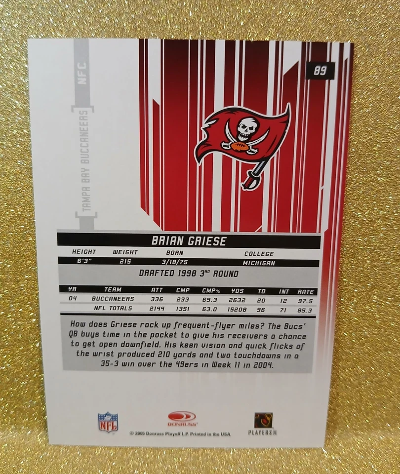 2005 Leaf Rookies & Stars Longevity #89 Emerald 078/150 BRIAN GRIESE Tampa Bay - Image 2 of 3