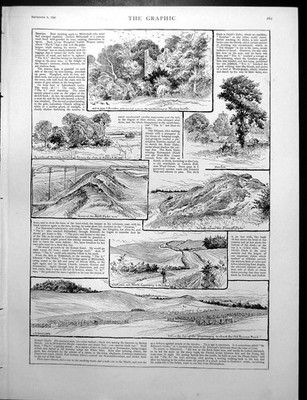 Antiker alter Druck Kennet Heath Barton Dry Dayton Fen Stanton Holywell 1890
