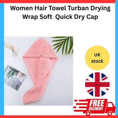 Damen Haartuch Turban Trocknungswickel weich 100% Baumwolle nach dem Duschen schnelltrocknend Mütze