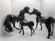Vintage Grand Champions Stallion Mare and Foal Black Horse Toy Figures