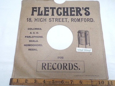 FLETCHER'S RECORDS of ROMFORD 78 rpm Advert Sleeve Local Social History WALL ART
