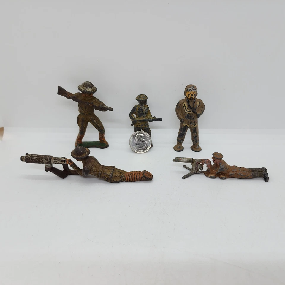 3 (Barclay?) Chumbo e 5 ferro fundido (manói?) Soldados de brinquedo (Lote C #8) - Imagem 2 de 4