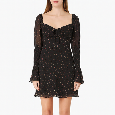 Rat & Boa Cece Mini Dress Black Floral Sheer Long Sleeve XS Romantic | eBay Rat & Boa Cece Mini Dress Black Floral Sheer Long Sleeve XS Romantic | eBay