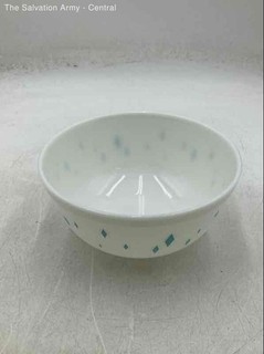 White Turquoise Diamond Glass Round Shape Dinnerware & Serving Bowl