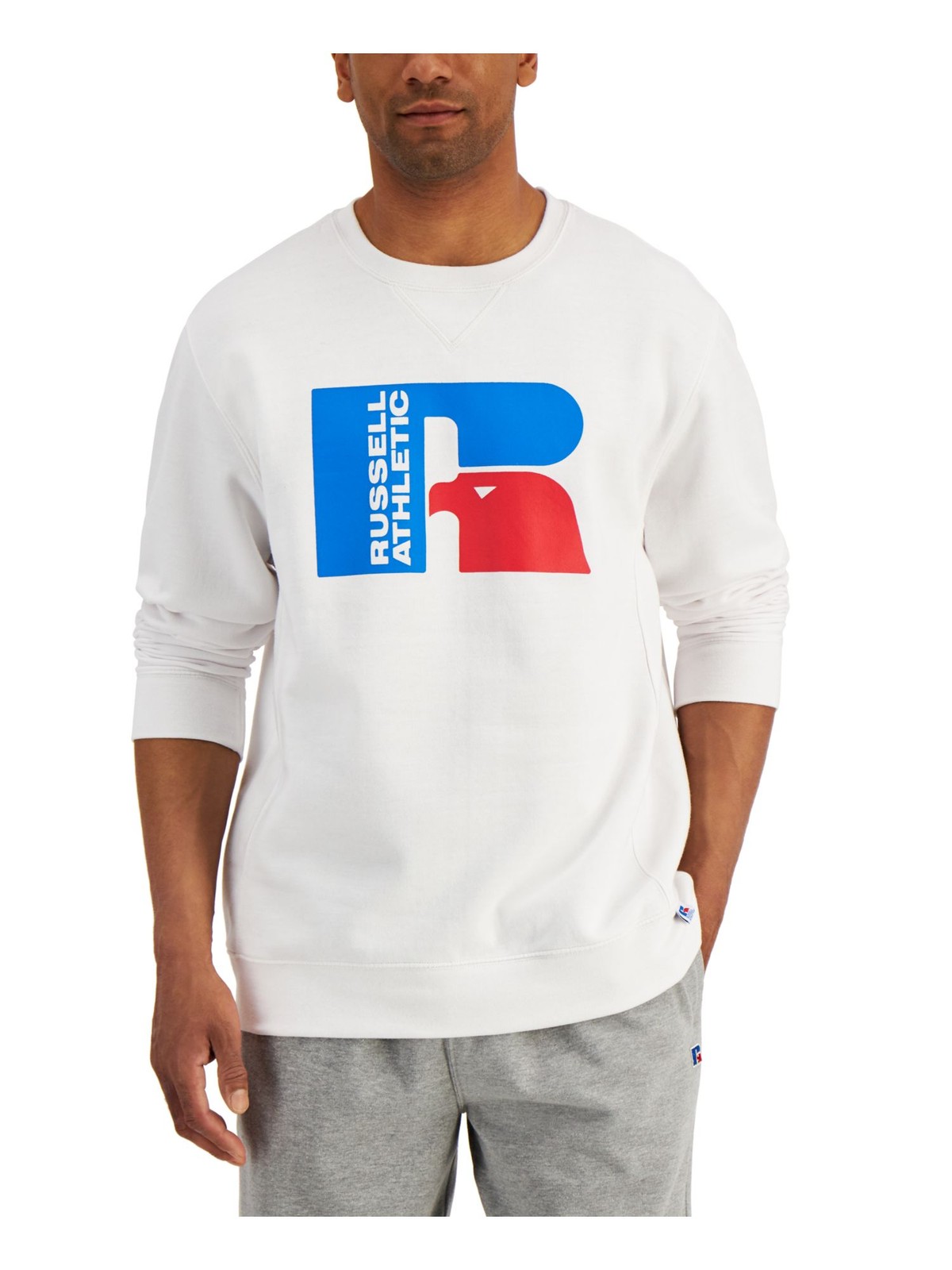 Мужская флисовая толстовка с круглым вырезом и логотипом RUSSELL ATHLETIC Ricardo White Logo S 1990₽