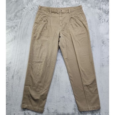 Vintage 80s Cherokee Pants Womens 18 Tan Brown Pleated Tapered Bareback Preppy