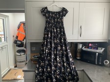 GORGEOUS SHEIN DITZY MAXI BLACK FLORAL Dress UK L = 12/14 BN