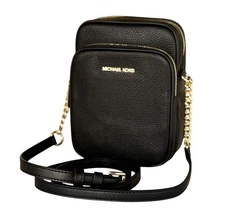 Michael Kors Jet Set Travel MD North South Chain Crossbody Flight Bag Black