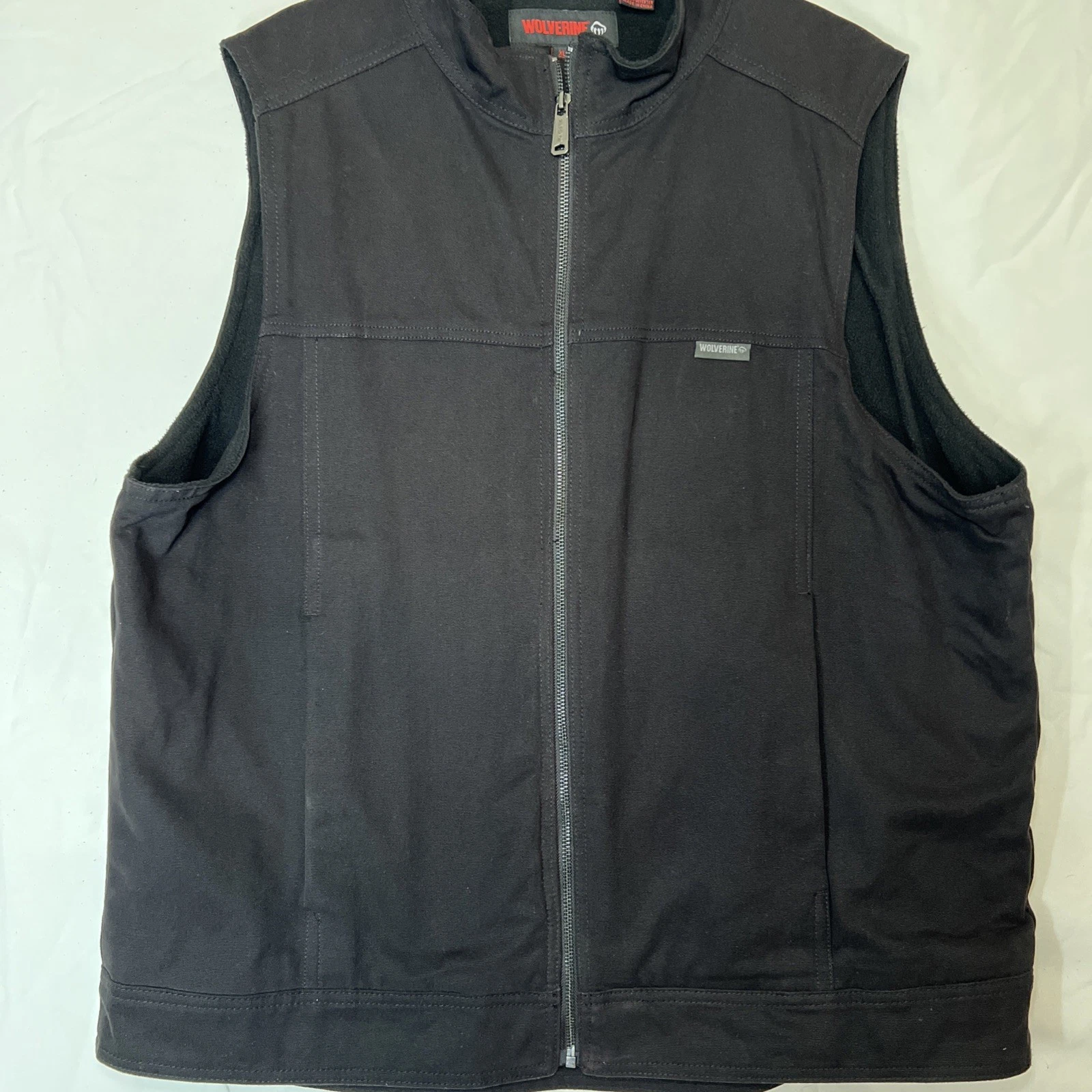 Wolverine Vest Men XLarge Black Canvas Fleece Lined Outdoor Workwear Pockets