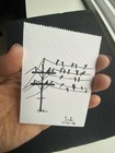 ACEO Original Art, Tiny Art, ATC Card Ink Sketch Signed Crows On Electric Wire — photo 3