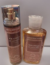 2 Piece Bath Body Works WRAPPED IN VANILLA Mist Spray Body Wash Lot