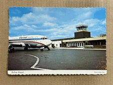 Postcard Flint MI Michigan Bishop Airport Terminal United Airline Plane Vintage