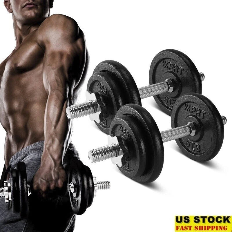 Adjustable Dumbbell Set 40lb Cast Iron Home Gym Equipment Strength Training New