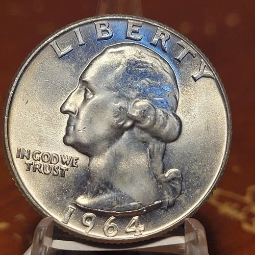 1964 D Washington Quarter BU Uncirculated Mint State 90% Silver 25c US Coin