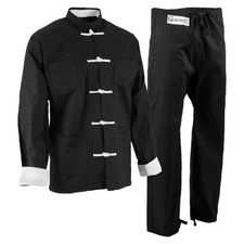 NEW! Gladiator Kung Fu Tai Chi Uniform - Black w/  White Frogs - Kids & Adults