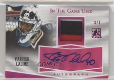 2017-18 Leaf ITG Used Game Used Auto Pink 3/7 Patrick Lalime #GUA-PL1 Auto ht1