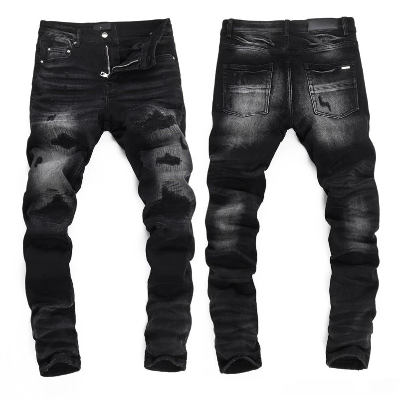 Jeans Skinny Da Uomo In Denim Strappato Con Elasticà - Foto 8