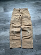 Vintage Carhartt Double Knee Work Pants Tan Canvas USA Made 32x30 riveted 