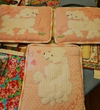 KIMBERLY GRANT Lot Of 3 Pink SOFT WALL HANGING SET Poodles French Ooh La La