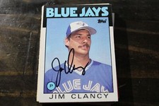 JIM CLANCY  1986 TOPPS  TORONTO BLUE JAYS  AUTOGRAPHED CARD