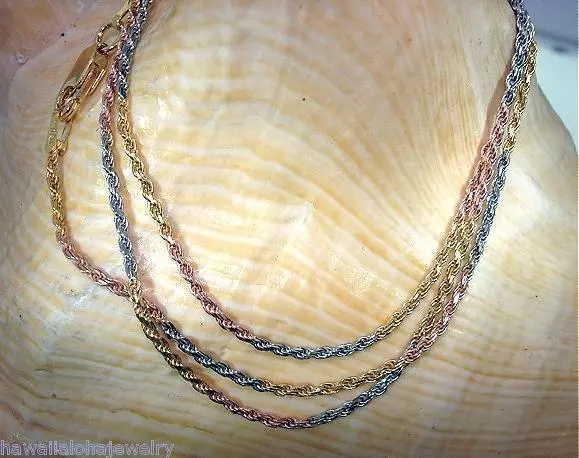 Tri color gold rope chain deals