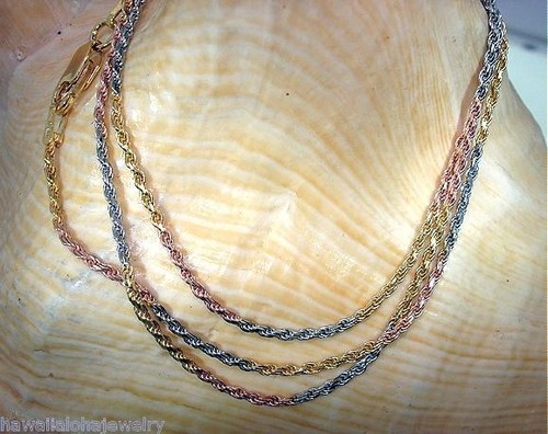 1.3mm Tri-Color Gold Plated Over 925 