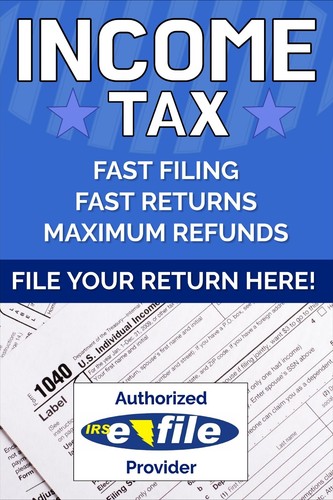 Income Tax poster Authorized E-file Provider Advertising Poster sign 24"x36" - Picture 2 of 4