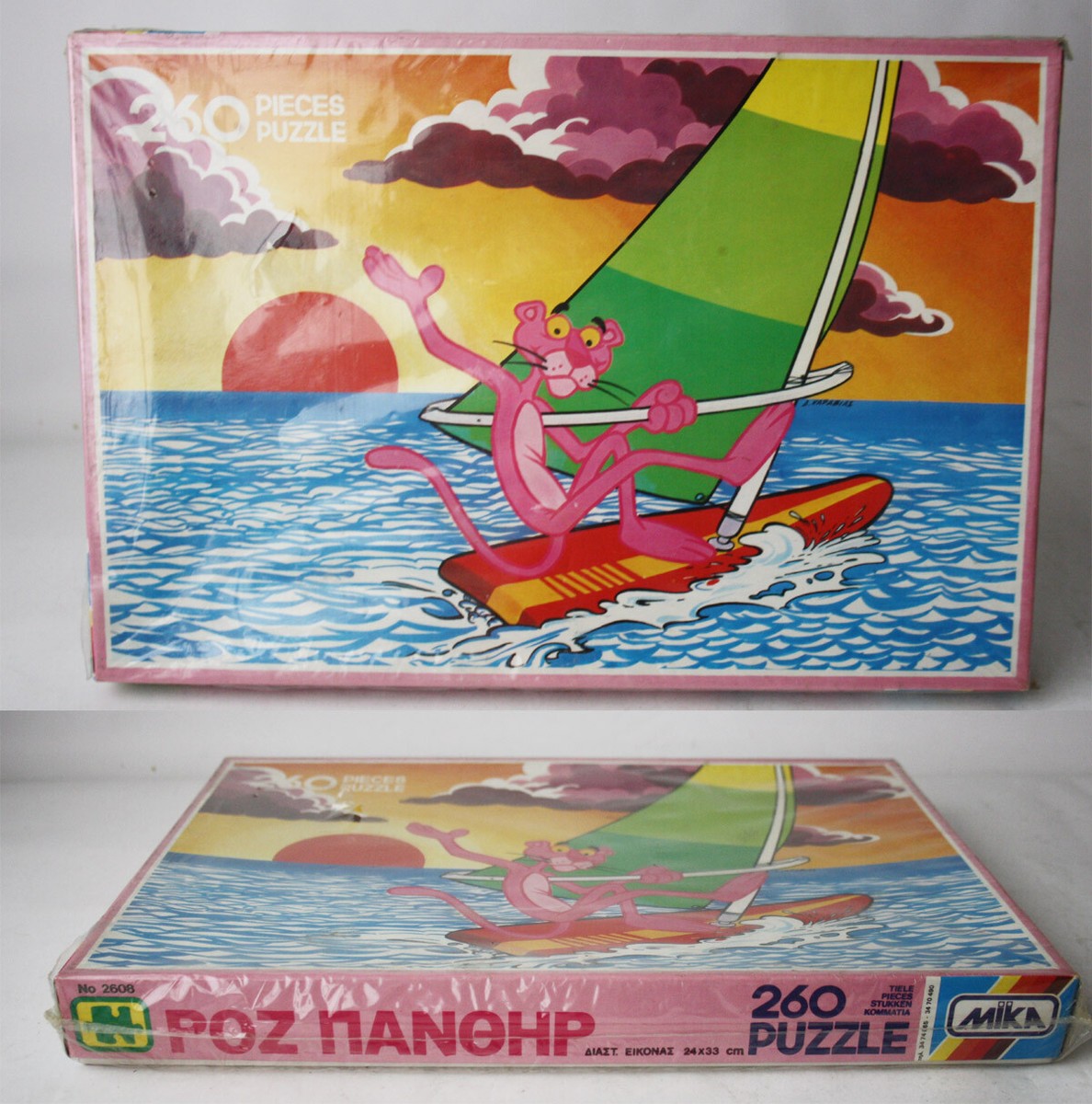 RARE VINTAGE 80'S PINK PANTHER 260 PCS PUZZLE MADE IN GREECE MIKA